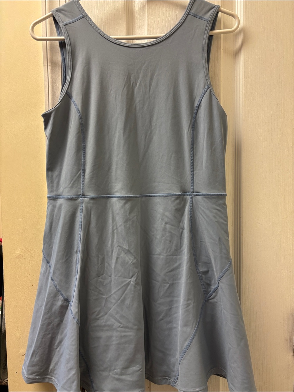 Sleeveless Tennis Dress Built-In Shorts/Skort Pockets Sz M Blue Nylon Blend